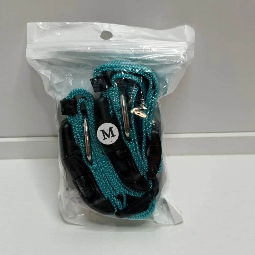 NEW 2 Pack Reflective Safety Dog Collars Teal Green Adjustable Medium Set